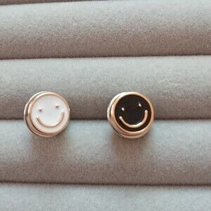 Black and white happy face brooch/pins